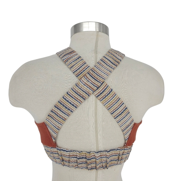 Urban Outfitters Bondi Crop Top Burnt Orange Cross Back High Neck Shirt Small - Picture 5 of 8